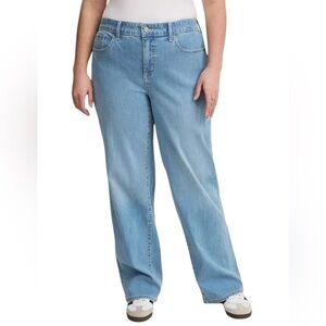 Torrid Mid Rise Vintage Stretch Jeans Wide Leg Striped Denim Blue Size 18 New